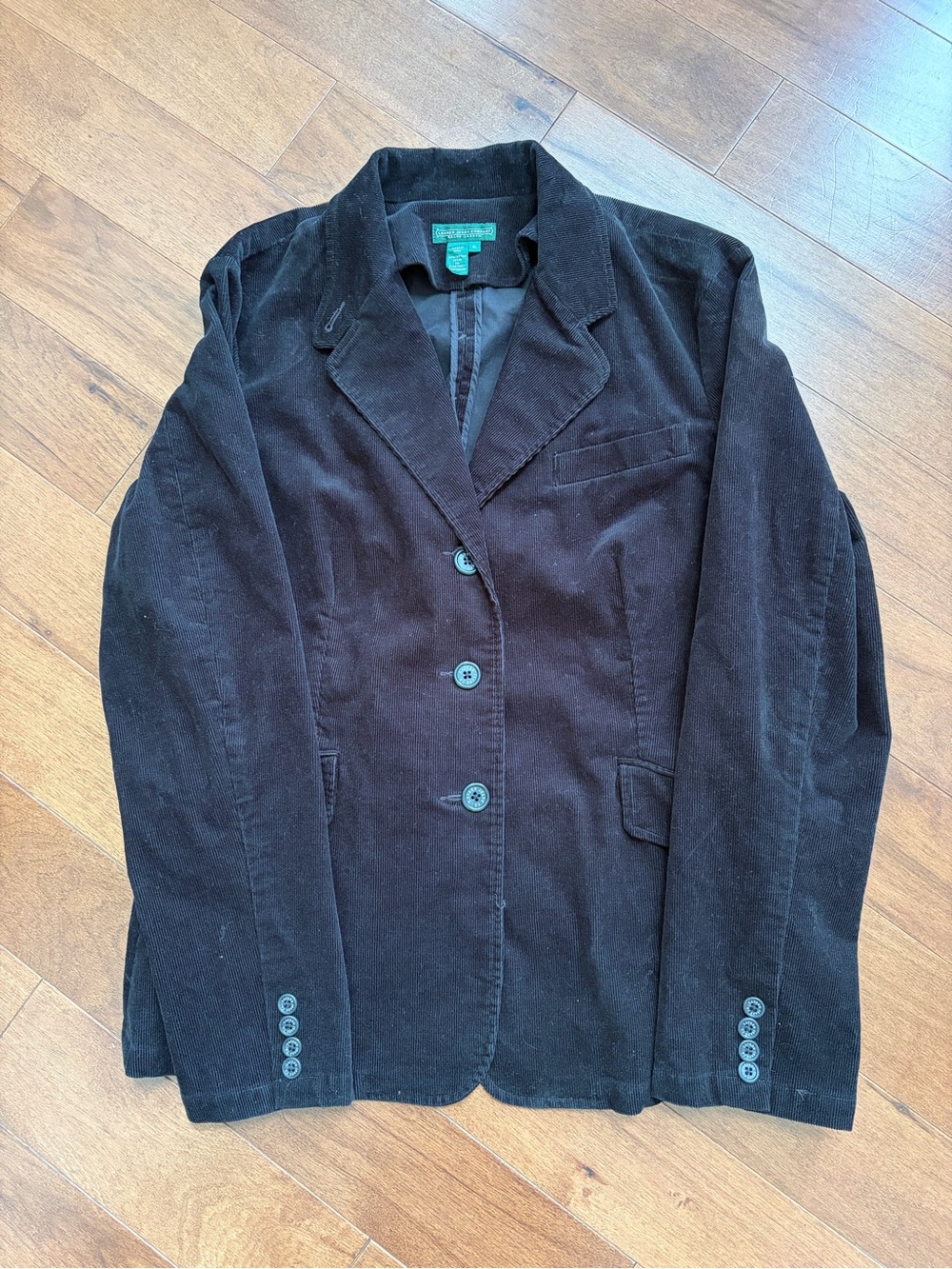 Lauren Ralph Lauren Black Corduroy Blazer Jacket XL 3-Button